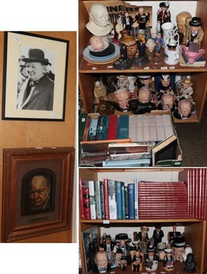 Lot 182 - A collection of Churchill and related items including character jugs, posters, photographs,...