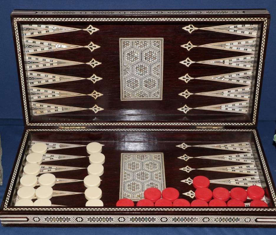 Lot 330 - An inlaid backgammon board