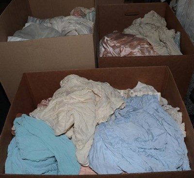 Lot 1030 - Assorted early to mid 20th century lingerie and nightwear, cotton and silk shirts etc (three boxes)