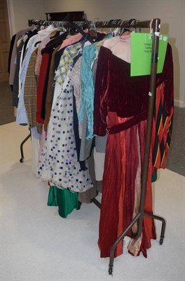 Lot 1056 - Assorted circa 1940/50s and later costume, comprising ladies and gents etc (rail)