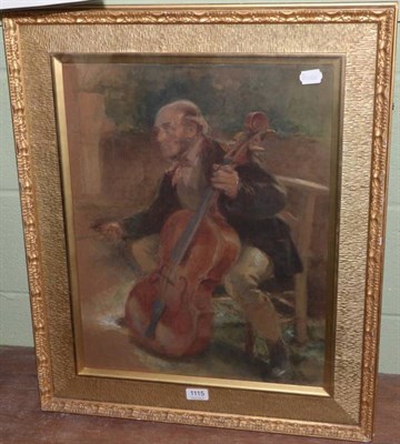 Lot 1115 - English School (19th/20th century), Cellist, watercolour, 52cm by 41cm