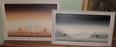 Lot 1116 - John Pope (20th century), two landscapes, signed, oil on canvas (2)