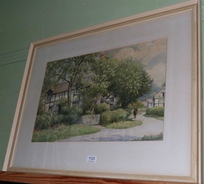 Lot 1123 - Tom Whitehead, figures by a cottage, signed and dated, watercolour