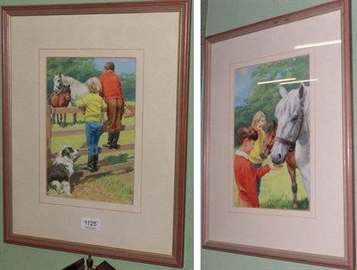 Lot 1125 - Harry Wingfield (20th century) Petting the horses; together with a further signed watercolour...