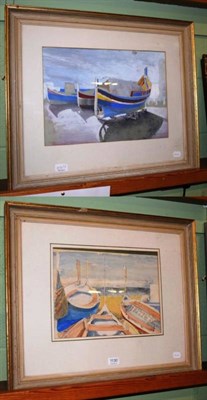 Lot 1130 - Jack Carney (20th century) Gondolas, signed, mixed media, together with a further work by the...
