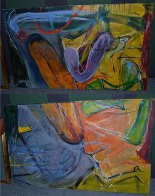 Lot 1143 - Leigh Hyams (1926-2013) American Abstract diptych, signed and dated (19)89 verso, oil on canvas (2)