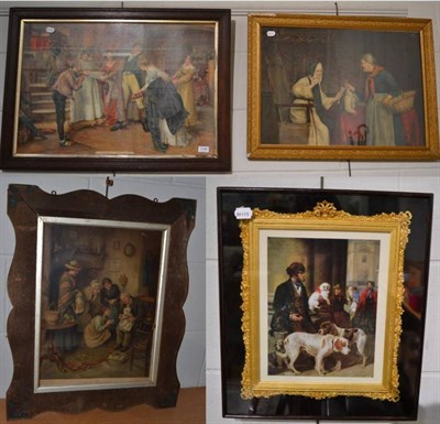 Lot 1146 - A gesso gilt frame together with three prints (4)