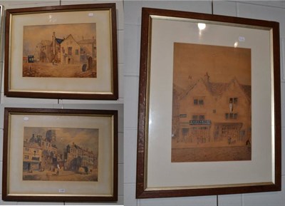 Lot 1148 - A.M. Arthur (20th century), The New Inn, signed watercolour, together with two further signed...