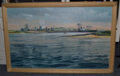 Lot 1151 - Philip J Boville (20th century), Northern ship yard, signed oil on canvas