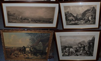 Lot 1154 - After J.F. Herring, English farmyard, print; with other 19th century examples (4)