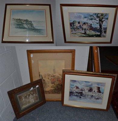 Lot 1160 - Various paintings and prints including Ernest T Potter (19/20th century) village scene, signed...