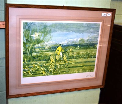 Lot 1167 - After Sir Alfred Munnings, A pair of signed prints showing hunting scenes