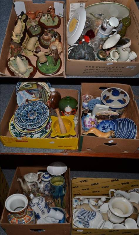 Lot 1184 - Twelve boxes of household ceramics and glass including Border Fine Arts models etc