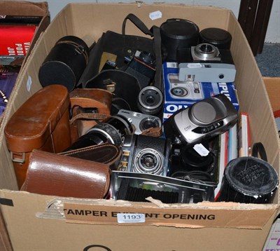 Lot 1193 - Six boxes of cameras and accessories