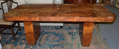 Lot 1208 - An Art Deco burr walnut veneered rectangular form table
