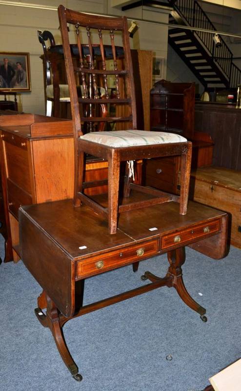 Lot 1212 - A 19th century mahogany sofa table (a.f.) together with a 19th century spindle back chair (2)