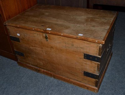 Lot 1217 - A metal bound pine blanket box