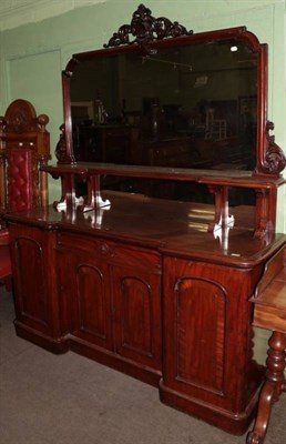 Lot 1265 - A Victorian mahogany inverted breakfront mirror-back sideboard, 3rd quarter 19th century, the...