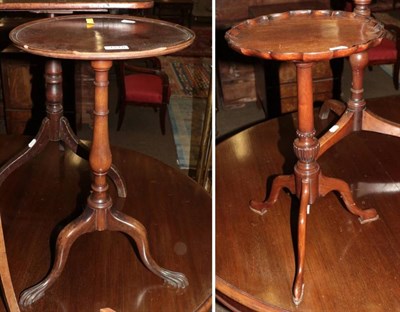 Lot 1278 - A 19th century mahogany dish topped circular tripod table together with a 19th century piecrust...