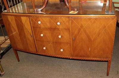 Lot 1282 - A 1930s figured walnut eight piece dining suite, labelled Gaylayde, modern decorative...