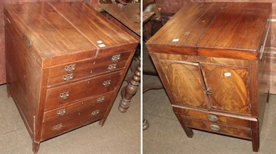 Lot 1288 - A George III mahogany compendium washstand and a further George III mahogany washstand (2)