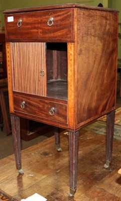 Lot 1295 - A George III mahogany tambour fronted washstand