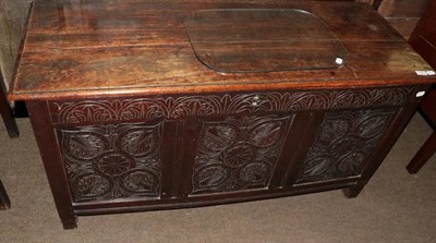 Lot 1321 - A 17th century carved oak coffer