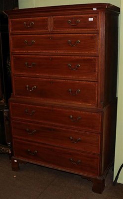 Lot 1365 - A George III inlaid mahogany chest on chest