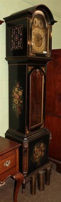 Lot 1367 - An ebonised and floral painted chiming longcase clock, signed Winterhalder Germany, circa 1910,...