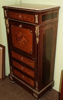 Lot 1370 - A French Louis XV Style amaranth, tulipwood and marquetry inlaid secretaire à abattant, the...