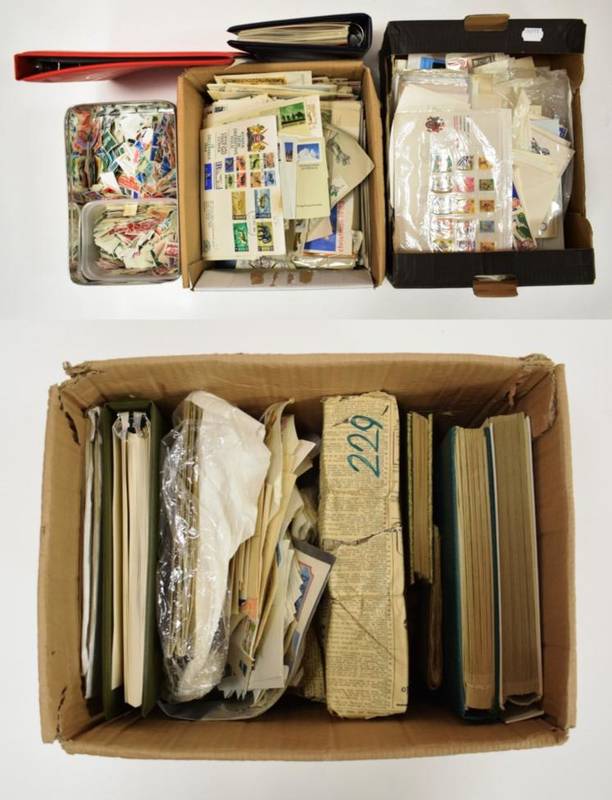 Lot 30 - All World Sorter in 4 Boxes - With stockbooks, covers, albums. loose and packets. Much to sort...
