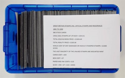 Lot 67 - GB On Stock Cards - Really Useful Box with GB 1881 to 1999 on 380 new stockcards, all...