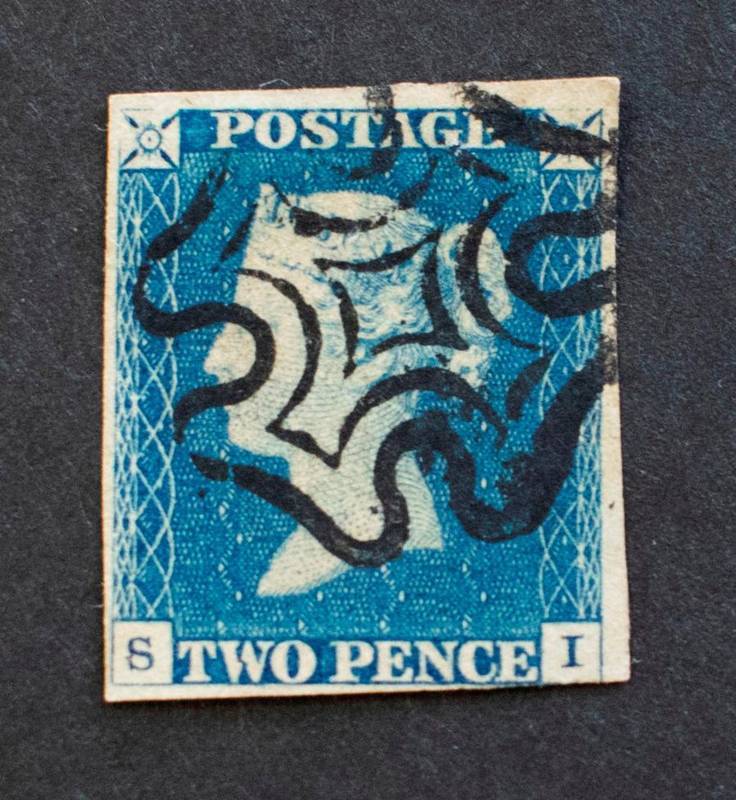 Lot 205 - GB - 1840 2d Blue S - I 3 very good margins, shaved bottom right but with an almost complete...