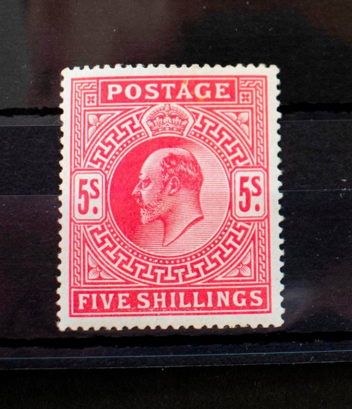 Lot 207 - KEVII 5s Carmine u.m. well centred and good colour. Gum crease on the reverse not showing on...