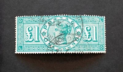 Lot 217 - QV 1891 £1 Green SG 212 centred slightly high but otherwise superb v.f.u. cat £800.