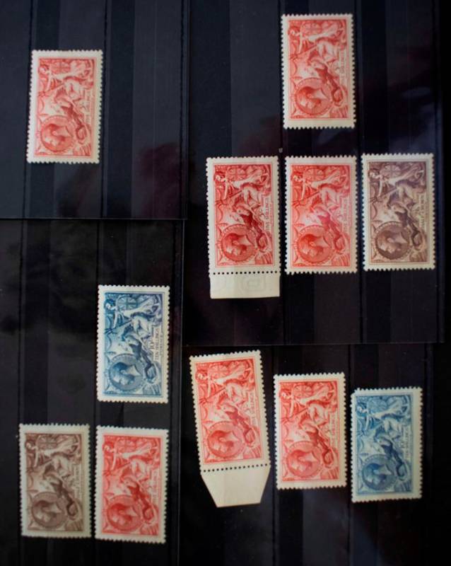 Lot 219 - GB Sea Horses - Excellent grouping of mint 1913- 19 Sea Horses on 4 small stockcards. Includes...
