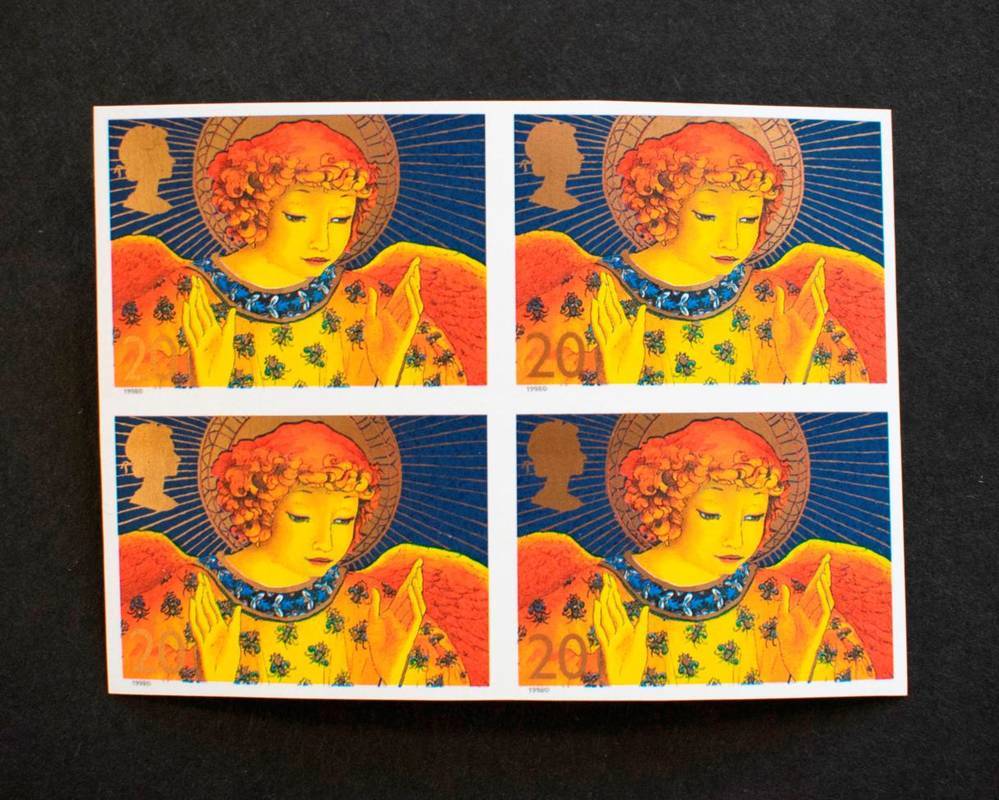Lot 228 - GB - 1998 Christmas 20p fine u.m. imperf block of 4, one stamp has two tiny specs on reverse,...