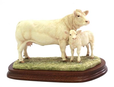 Lot 30 - Border Fine Arts 'Charolais Cow and Calf' (Style One), moel No. L137 by Ray Ayres, limited...