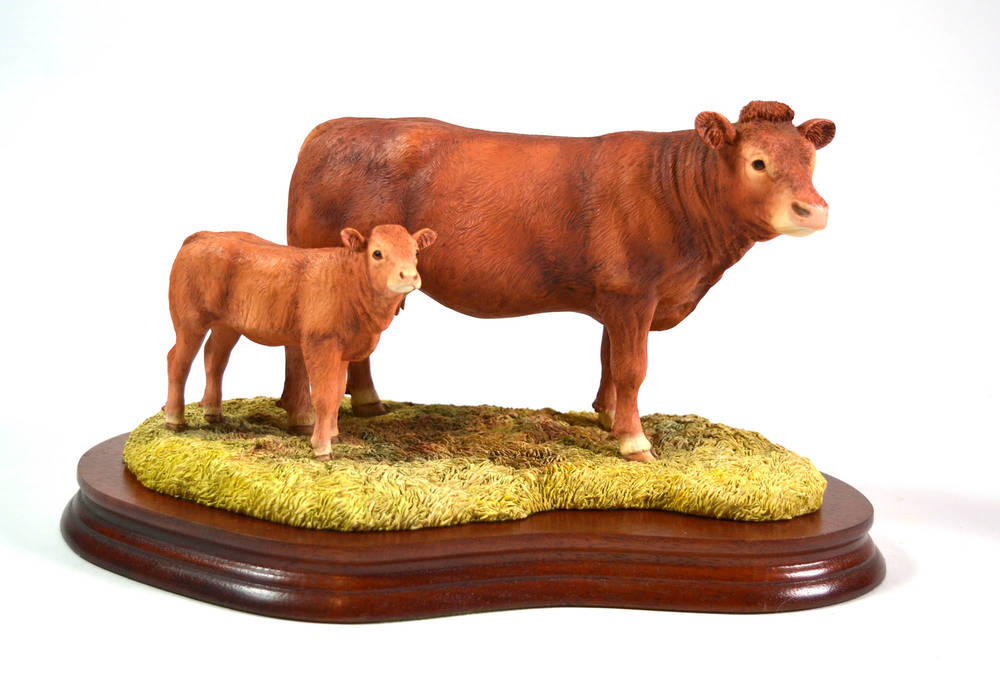 Lot 60 - Border Fine Arts 'Limousin Cow and Calf' (Style One), model No. L157 by Anne Wall, limited...