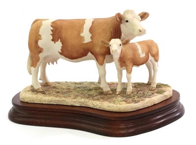 Lot 92 - Border Fine Arts 'Simmental Cow and Calf' (Style Two), model No. L103 by Ray Ayres, limited edition