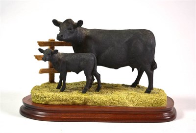 Lot 6 - Border Fine Arts 'Aberdeen Angus Cow and Calf' (Style One), model No. B0204 by Kirsty...