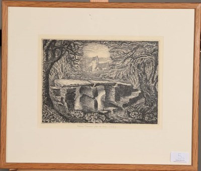 Lot 5 - Robin Tanner (1904-1988) ''The Clapper Bridge'' Signed and dated 1973, etching, together with...