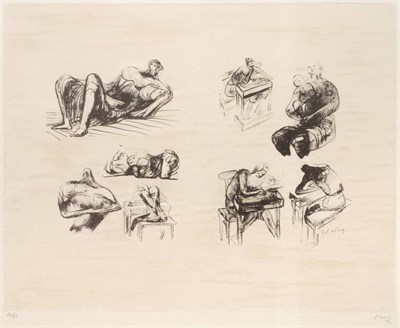 Lot 30 - Henry Moore OM, CH, RBA, RBS (1898-1986) ''Eight Sculptural Ideas Girl Writing'' Signed and...