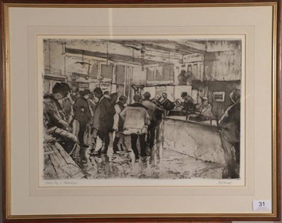 Lot 31 - Hubert Andrew Freeth RA (1912-1986) ''Betting Shop in Whitechapel'' Signed and inscribed,...