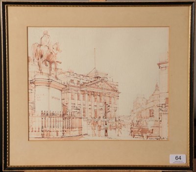 Lot 64 - Ken Howard OBE, RA (b.1932) ''The Bank of England''  Signed and dated (19)70, mixed media, 27cm...