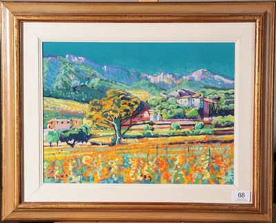 Lot 68 - Godfrey Tonks (b.1948)  ''Farm and Mountain, Orient'' Signed and dated (19)96, pastel, 29cm by 39cm
