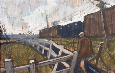 Lot 77 - Norman Stansfield Cornish (1919-2014) ''Solitary Miner'' Signed, watercolour heightened with white