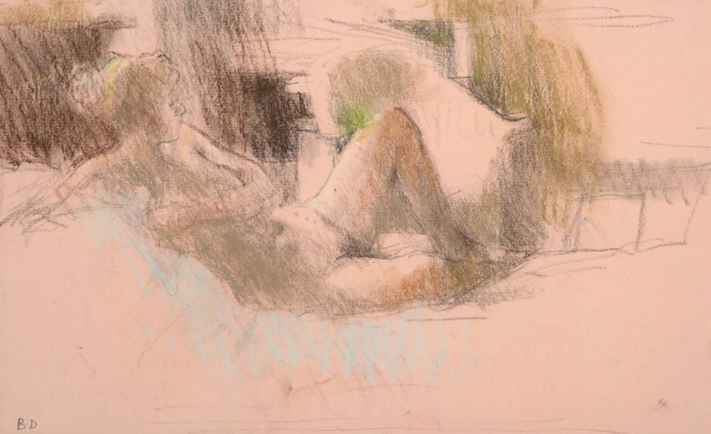 Lot 89 - Bernard Dunstan RA, PPRWA (1920-2017) ''Nude'' Initialled, pastel, 21cm by 33cm  Artist's...