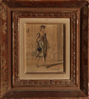 Lot 90 - Reginald Marsh (1898-1954) American Portrait of a ballerina Signed, mixed media, 11.5cm by...