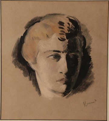 Lot 94 - Jacob Kramer (1892-1962) Head study of a lady Signed and inscribed ''Paris'', mixed media, 35cm...